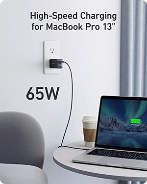 شاحنة انكر Anker USB C Charger, 735 Charger (Nano II 65W), iPad Charger, PPS 3-Port Fast Compact Foldable for MacBook Pro/Air, iPad Pro, Galaxy S23, Dell XPS 13, Note 20/10+, iPhone 14/Pro, Steam Deck, and More