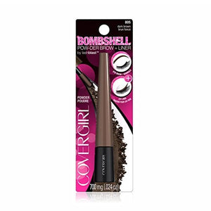 كوفرجيرل - بودرة بومبشيل باو دير للحواجب وتحديد الحواجب بني داكن COVERGIRL Bombshell POW-der Brow & Liner Eyebrow Powder Dark Brown 805, .24 oz (packaging may vary)