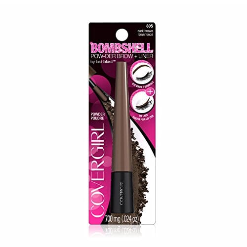 كوفرجيرل - بودرة بومبشيل باو دير للحواجب وتحديد الحواجب بني داكن COVERGIRL Bombshell POW-der Brow & Liner Eyebrow Powder Dark Brown 805, .24 oz (packaging may vary)