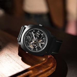 ساعة بينيار رجالية ميكانيكية Benyar Automatic Watches for Men | Skeleton Mechanical Leather Strap Mens Watch | 45mm Dial | 30M Waterproof | Men's Stylish Gift