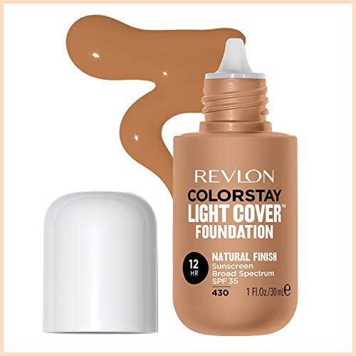 ريفلون كولور ستاي كريم أساس سائل بغطاء خفيف Revlon ColorStay Light Cover Liquid Foundation, Hydrating Longwear Weightless Makeup with SPF 35, Light-Medium Coverage for Blemish, Dark Spots & Uneven Skin Texture, 430 Honey Beige, 1 fl. oz.