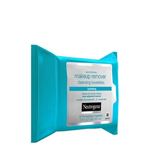 مناديل نيوتروجينا المرطبة والمزيلة لمكياج الوجه Neutrogena Hydrating Makeup Remover Face Wipes, Pre-Moistening Facial Cleansing Towelettes to Condition Skin & Remove Dirt, Oil, Makeup & Waterproof Mascara, Alcohol-Free, Value Pack 25 ct