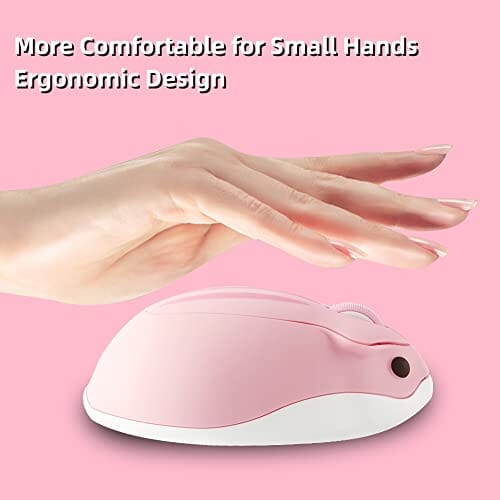 ماوس لاسلكي يعمل بالبلوتوث وردي على شكل الهامستر Wireless Mouse Bluetooth Mouse Pink Cute Cartoon Animal Hamster Shape Silent Small Cordless Mouse Portable 1200 DPI Mice for Computer/PC/Mac/Laptop/iPhone/Android/Chromebook/Tablet (No Receiver)