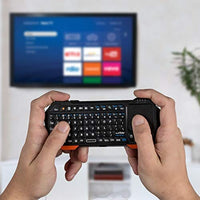 لوحة مفاتيح بلوتوث صغيرة Fosmon Mini Bluetooth Keyboard (QWERTY Keypad), Wireless Portable Lightweight with Built-In Touchpad, Compatible with Apple TV, PS4, HTPC/IPTVVR Glasses, Smartphones and more