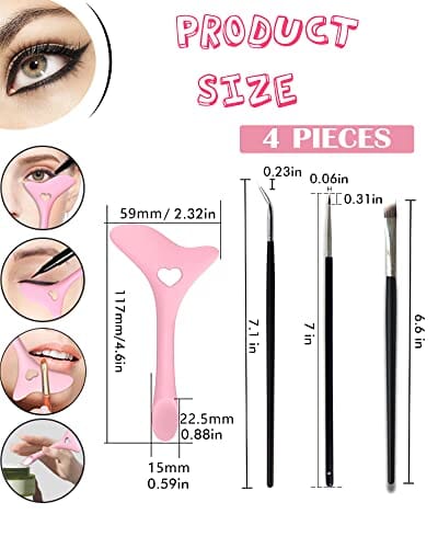 فرشاة آيلاينر بزاوية رفيعة Fine Angled Eyeliner Brush, Fine Point Eyeliner Brush, DogieLyn Eyeliner Stencils Wing Tips, Silicone Eyeliner Aid, Eyeliner Applicator Tool, Ultra thin Precision Eye Liner Makeup Brushes Set