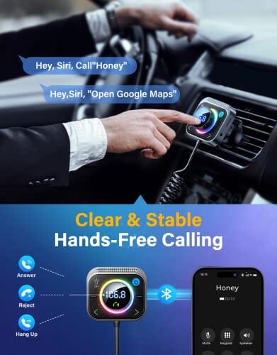 محول سيارة بلوتوث Bluetooth 5.3 FM/AUX Car Adapter, JOYROOM【Air Vent Installation & Bass Boost】 3 Ports PD&QC 3.0 FM Transmitter, Radio Receiver for Car HD Calling and Enjoy Music