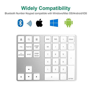 لوحة مفاتيح رقمية بتقنية البلوتوث مع اختصارات متعددة 34 مفتاح Bluetooth Numeric Keypad with Multiple Shortcuts 34-Keys Number Pad Wireless Portable Slim Number Pad for iPad/Mac/Laptop/PC Compatible with Windows Android iOS System