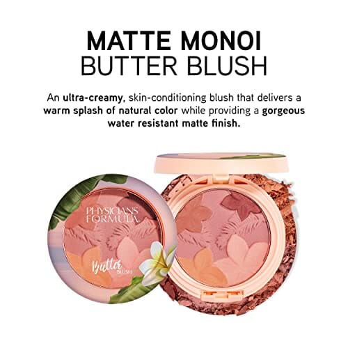 مسحوق ماكياج أحمر الخدود زبدة مونوي ماتي فيزيشنز فورميولا Physicians Formula Matte Monoi Butter Blush Makeup Powder, Mauvy Mattes, Dermatologist Tested