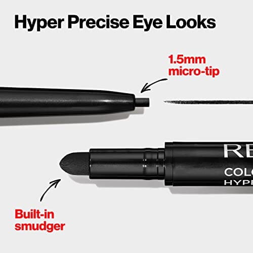 محدد عيون جل من ريفلون كولورستاي مايكرو هايبر Gel Eyeliner by Revlon, ColorStay Micro Hyper Precision Eye Makeup with Built-in Smudger, Waterproof, Longwearing with Micro Precision Tip, 215 Brown, 0.01 Oz