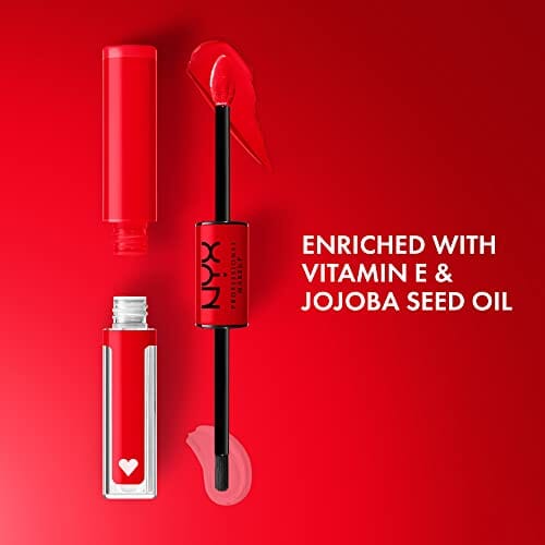 أحمر شفاه سائل يدوم طويلاً مع ملمع شفاه شفاف NYX PROFESSIONAL MAKEUP Shine Loud, Long-Lasting Liquid Lipstick with Clear Lip Gloss - Rebel In Red (Warm Red)