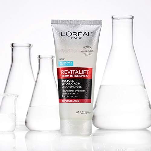 جل منظف حمض الجليكوليك النقي 3.5٪ من لوريال باريس مع حمض الساليسيليك L'Oreal Paris Revitalift 3.5% Pure Glycolic Acid Cleansing Gel wth Salicylic Acid, Resurface for Smoother Brighter Skin, 6.7 fl oz