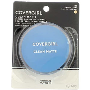 بودرة مضغوطة مضغوطة للتحكم في الزيت CoverGirl Clean Oil Control Compact Pressed Powder, Classic Ivory [510], 0.35 oz (Pack of 4)