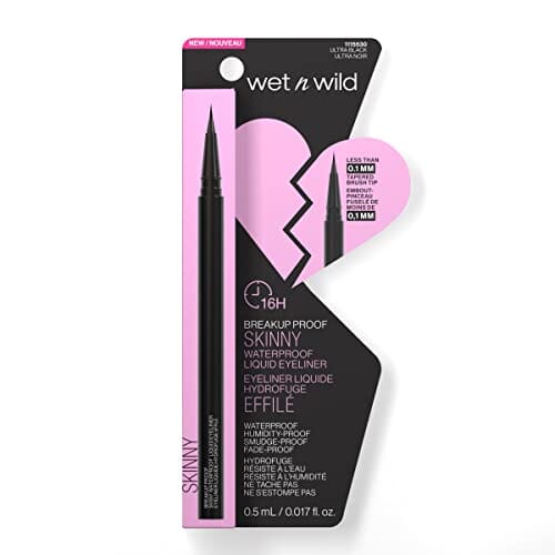 قلم تحديد العيون السائل المقاوم للماء من ويت إن وايلد برهان نحيل للغاية أسود للغاية wet n wild Breakup Proof Skinny Ultra-Fine Brush Tip Waterproof Liquid Eyeliner Ultra Black