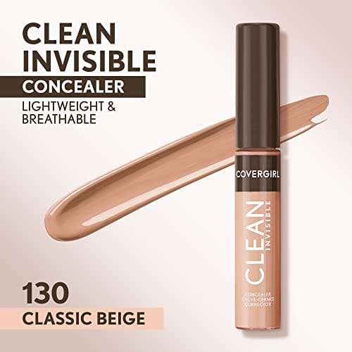 خافي عيوب البشرة كلين غير مرئي من كوفر جيرل Covergirl Clean Invisible Concealer, Lightweight, Hydrating, Vegan Formula, Classic Beige 130, 0.23oz