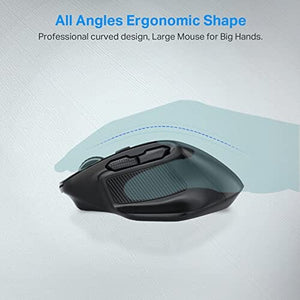 ماوس لاسلكي كبير E-YOOSO Large Wireless Mouse, X-31 Large Mouse for Big Hands, 5-Level 4800 DPI, 6 Button Big Ergo Computer Mouse, 18 Months Battery Life Cordless Mouse for Laptop, Mac, Chromebook, PC, Windows(Black)