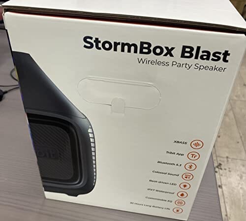 مكبر الصوت المحمول Tribit StormBox Blast Portable Speaker: 90W Loud Stereo Sound with XBass, IPX7 Waterproof Bluetooth Speaker with LED Light, PowerBank, Bluetooth 5.3&TWS, Custom EQ, 30H Playtime, Outdoor/Camping/Party