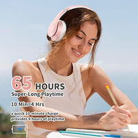 سماعات بلوتوث لاسلكية Uliptz Wireless Bluetooth Headphones, 65H Playtime, 6EQ Sound Modes, HiFi Stereo Over Ear Headphones with Microphone, Foldable Bluetooth 5.3 Headphones for Travel/Office/Cellphone/PC (Rose Gold)