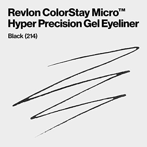 محدد عيون جل من ريفلون Gel Eyeliner by Revlon, ColorStay Micro Hyper Precision Eye Makeup with Built-in Smudger, Waterproof, Longwearing with Micro Precision Tip, 214 Black, 0.01 Oz