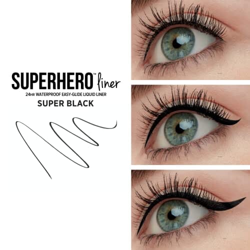 قلم تحديد العيون السائل الخارق من آي تي كوزمتيكس IT Cosmetics Superhero Liquid Eyeliner Pen, Black - 24-Hour Waterproof Formula Won’t Smudge or Fade - With Peptides, Collagen, Biotin & Kaolin Clay - 0.03 fl oz