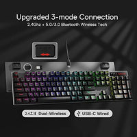 لوحة مفاتيح ألعاب بإضاءة خلفية Redragon K556 PRO Upgraded Wireless RGB Gaming Keyboard, BT/2.4Ghz Tri-Mode Aluminum Mechanical Keyboard w/No-Lag Connection, Hot-Swap Linear Quiet Red Switch