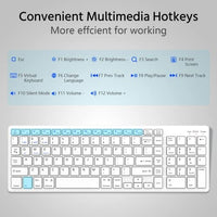 لوحة مفاتيح لاسلكية قابلة لإعادة الشحن Wireless Keyboard, Bluetooth Keyboard Rechargeable, Bluetooth 5.0 + 2.4G Dual Mode Keyboard with Numeric Pad, Slim Full Size Keyboard for Macbook, Android, Windows, Laptop, Computer, Tablet (White)