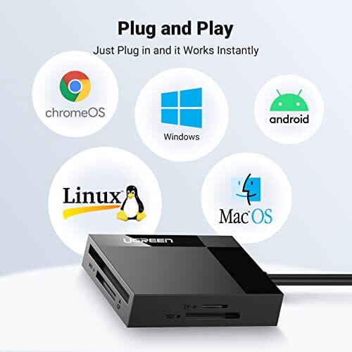 قارئ بطاقة UGREEN USB C SD Card Reader 4-in-1 Memory Card Adapter External SD Micro SD MS CF Compact Flash Camera Card Reader Compatible with Steam Deck, Hubs, MacBook Mini 2023/Pro, iPad, etc