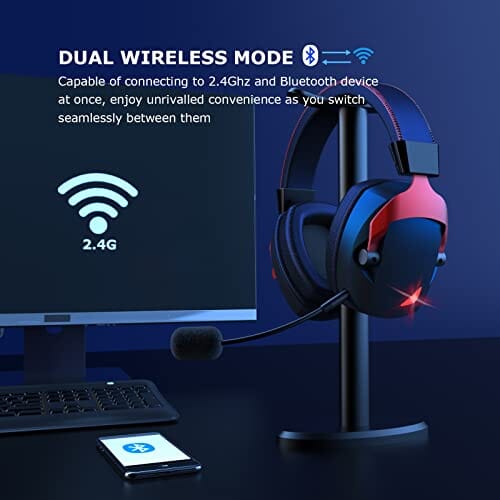  Acinaci Wireless Gaming Headset with Detachable Noise  Cancelling Microphone, 2.4G Bluetooth - USB - 3.5mm Wired Jack 3 Modes  Wireless Gaming Headphones for PC, PS4, PS5, Mac, Switch, Phone, Tablet :  Video Games