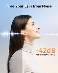 سماعات أذن لاسلكية بإلغاء الضوضاء النشطة Baseus Active Noise Cancelling Wireless Earbuds for Small Ears Women - 3D Spatial Audio Bluetooth 5.3 Earbuds App Customized Noise Cancelling Lightweight Ear Buds for iPhone, Android (AirNora 2)