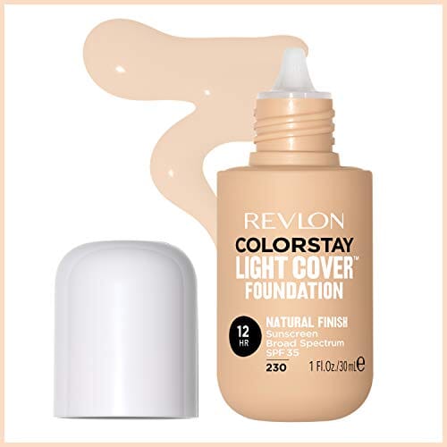 ريفلون كولور ستاي كريم أساس سائل بغطاء خفيف Revlon ColorStay Light Cover Liquid Foundation, Hydrating Longwear Weightless Makeup with SPF 35, Light-Medium Coverage for Blemish, Dark Spots & Uneven Skin Texture, 230 Natural Ochre, 1 fl. oz.