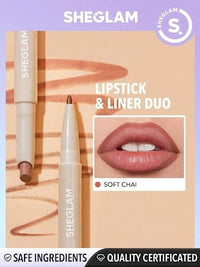 مجموعة مكياج SHEGLAM 2 In 1 Matte Lip Liner and Long Lasting Lipstick Set Makeup - Soft Chai