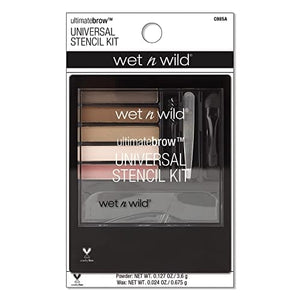 مجموعة أدوات الاستنسل العالمية للحواجب من ويت إن وايلد Wet n Wild Ultimate Eyebrow Universal Stencil Kit, 5 Brow Color Makeup Set, Spoolie For Brushing and Blending, Hair Removal Tweezers, Sponge Brush Applicator, 3 Stencils, Universal Appeal