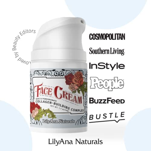 مرطب الوجه والرقبة  LilyAna Naturals Face and Neck Moisturizer for Women and Men - Moisturizer Face and Neck Cream for Dry Skin and Dark Spot Brightening - Rose and Pomegranate Extracts - 1.7oz