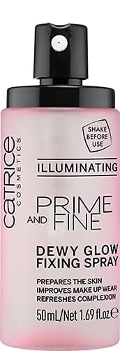 كاتريس | برايم فاين بخاخ ندي متوهج مضيء | رذاذ التثبيت الشفاف والسريع التجفيف Catrice | Prime & Fine Illuminating Dewy Glow Spray | Transparent and Fast Drying Fixing Spray| Paraben Free & Vegan | Cruelty Free (Pack of 1)