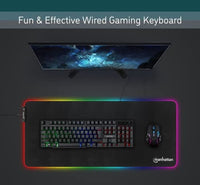 لوحة مفاتيح الألعاب السلكية مانهاتن مع إضاءة خلفية Manhattan Wired Membrane Gaming Keyboard – with Backlit RGB LED, USB-A Connection, Quiet Keystrokes, 12 Multimedia Function Keys - for Computer, PC, Desktop, Gamer – 3 Yr Mfg Warranty - 180603