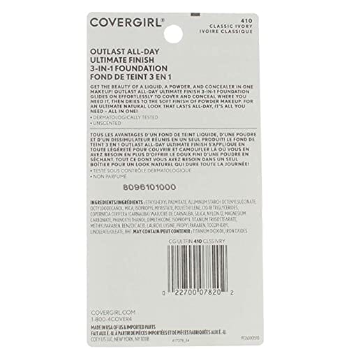 مكياج بودرة سائل ألتيميت فينيش من كوفر جيرل CoverGirl Ultimate Finish Liquid Powder Make Up, Classic Ivory [410] 0.40 oz (Pack of 2)