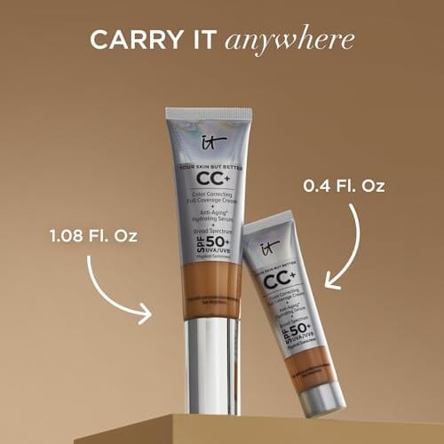 كريم تصحيح اللون IT Cosmetics Your Skin But Better CC+ Cream, Fair Light (C) - Color Correcting Cream, Full-Coverage Foundation, Hydrating Serum & SPF 50+ Sunscreen - Natural Finish - 1.08 fl oz