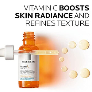 مصل الوجه المضاد للشيخوخة La Roche-Posay Pure Vitamin C Face Serum with Hyaluronic Acid & Salicylic Acid, Anti Aging Face Serum for Wrinkles & Uneven Skin Texture to Visibly Brighten & Smooth. Suitable for Sensitive Skin