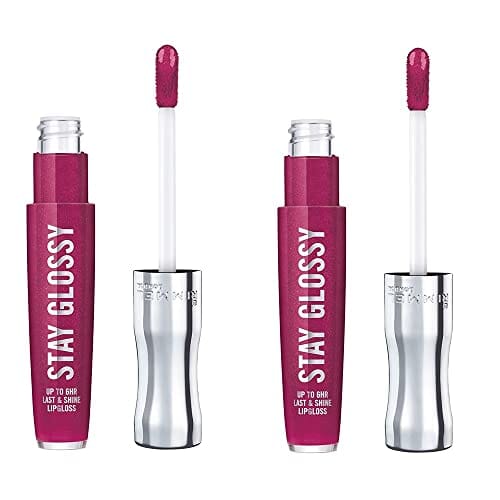 مجموعة من 2 ملمع شفاه ريميل ستاي جلوسي Pack of 2 Rimmel Stay Glossy 6HR Lip Gloss, Berry Bad # 400