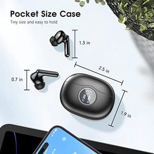 سماعات أذن بلوتوث مدمجة لمدة 50 ساعة لإلغاء الضوضاء  HKERR Wireless Earbuds, 50Hrs Playtime Bluetooth Earbuds Built in Noise Cancellation Mic with Charging Case, Bluetooth Headphones with Stereo Sound, IPX7 Waterproof Ear Buds for iPhone and Android