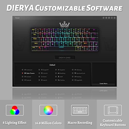 لوحة مفاتيح ميكانيكية سلكية لاسلكية للألعاب DIERYA DK63N 60