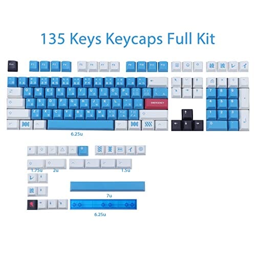 135 مفتاحًا مع مجموعة المفاتيح اليابانية JOMKIZ PBT Keycaps, 135 Keys Dye Sublimation Cherry Profile Keycaps with 7U Spacebar Japanese Keycap Set for Cherry MX Switches US Layout Mechanical Keyboards