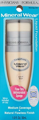 كريم أساس سائل معدني خال من التلك فيزيشنز فورميولا وير بيج طبيعي Physicians Formula Mineral Wear Talc-Free Mineral Liquid Foundation, Natural Beige, 1 Ounce