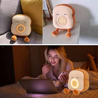 منبهات لطيفة محشوة QANYI Kids Night Light Plushies, Funny Food Toast Bread Plush Cute Stuffed Alarm Clocks for Bedrooms, Cool Bedside Lamp Gifts for Women Kids 6 7 8 9 10 11 Year Old Girls