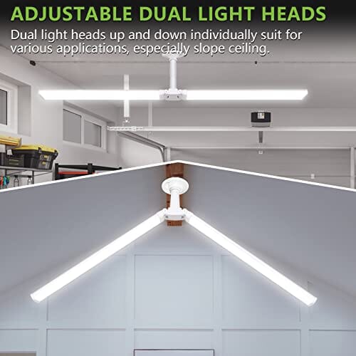 مصابيح متجر للكراجات وورش العمل والطوابق السفلية Pack 4FT LED Shop Light, Deformable LED Shop Light, E26 Base Easy Installstion Shop Lights Fixture, 6000LM, 50W [250W Equivalent], 5000K Daylight Shop Lights for Garages, Workshops, Basements, ETL