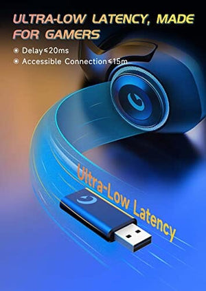سماعة رأس لاسلكية للألعاب KAPEYDESI Wireless Gaming Headset, 2.4GHz USB Gaming Headphones for PC, PS4, PS5, Mac with Bluetooth 5.2, 40H Battery Life, Detachable Microphone, 3.5mm Wired Jack for Xbox Series (Black)