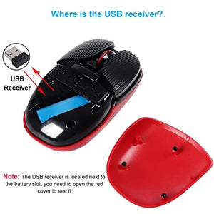 ماوس لاسلكي يعمل بالبلوتوث  CHUYI Wireless Bluetooth Mouse, Rechargeable Quiet Mouse Cute Ladybug Pattern Portable Travel Mute Mouse 1600 DPI Optical Silent Cordless Office Mice for Computer Laptop PC Gift (Red)