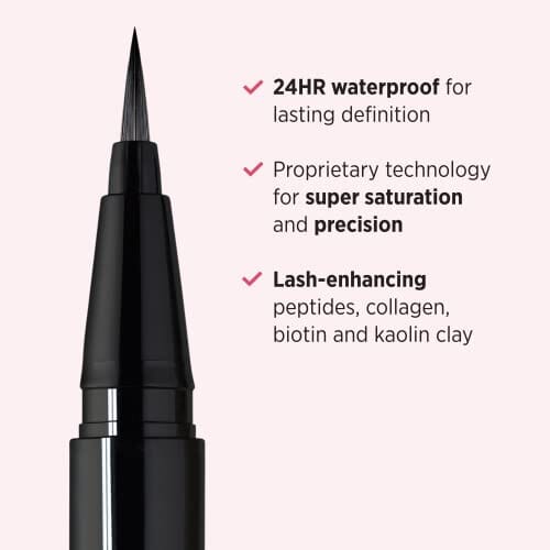 قلم تحديد العيون السائل الخارق من آي تي كوزمتيكس IT Cosmetics Superhero Liquid Eyeliner Pen, Black - 24-Hour Waterproof Formula Won’t Smudge or Fade - With Peptides, Collagen, Biotin & Kaolin Clay - 0.03 fl oz