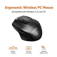 ماوس لاسلكي للكمبيوتر الشخصي Amazon Basics Ergonomic Wireless PC Mouse - DPI adjustable - Black