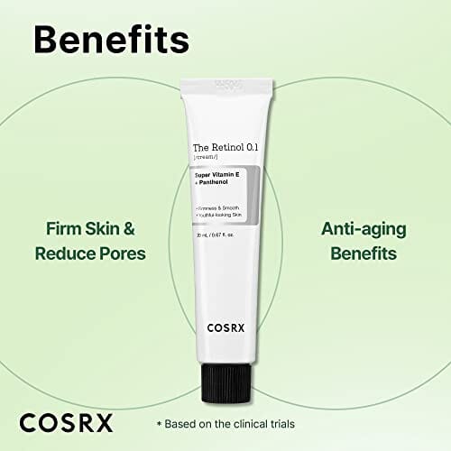 كريم مضاد للشيخوخة  COSRX Retinol 0.1 Cream, Anti-aging Cream with 0.1% Retinoid Treatment for Face, Reduce Wrinkles, Fine Lines, Signs of Aging, Gentle Skin Care for Day & Night, Not Tested on Animals, Korean Skincare