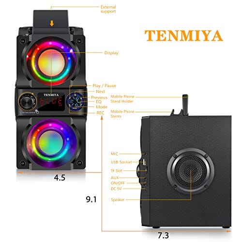 Bluetooth Speakers, 60W Portable Wireless Loud Outdoor Home Party Bluetooth  Speaker with Subwoofer, FM Radio, LED Colorful Lights, Microphone, Remote